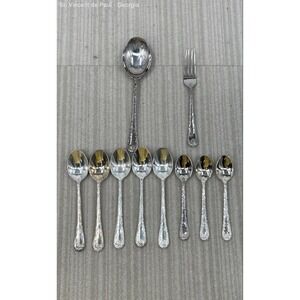 VTG WM Rogers & Son Flatware Silver Plated 10 Pc. Enchanted Rose Set Great Cond.